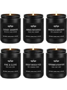 6-Pack Scented Candles for Men, 42 oz Soy Wax, Long Lasting 300 Hours, Gift Set
